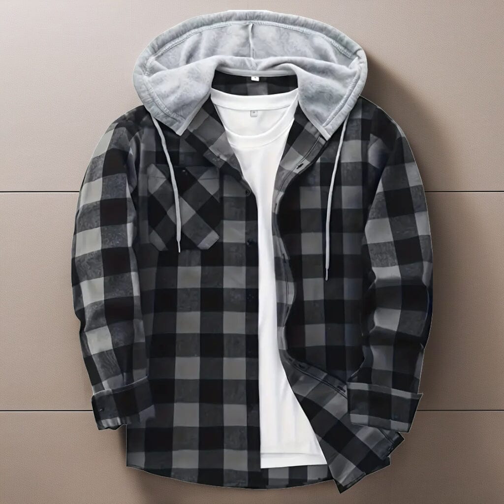 Men's Hooded Jacket Coat Plaid Cold Weather Blouse Men's Hooded Jacket Coat Plaid Cold Weather Blouse | GA Wovany 