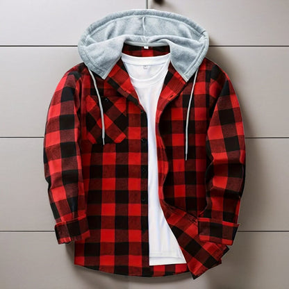 Men's Hooded Jacket Coat Plaid Cold Weather Blouse Men's Hooded Jacket Coat Plaid Cold Weather Blouse | GA Wovany 