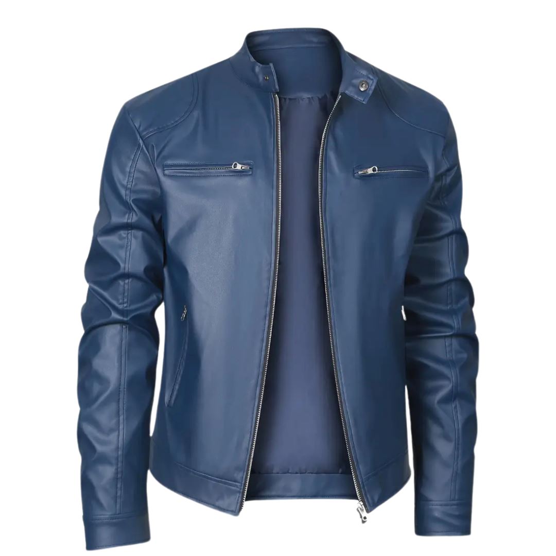 Men's leather Jacket Wovany Blue M 