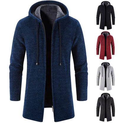 Men's Mid Length Fleece Padded Zipper Hooded Cardigan Men's Mid Length Fleece Padded Zipper Hooded Cardigan Wovany 