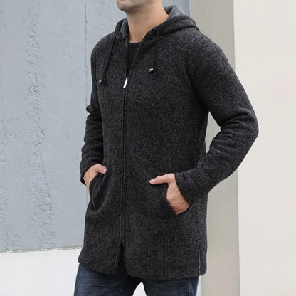 Men's Mid Length Fleece Padded Zipper Hooded Cardigan Men's Mid Length Fleece Padded Zipper Hooded Cardigan Wovany 