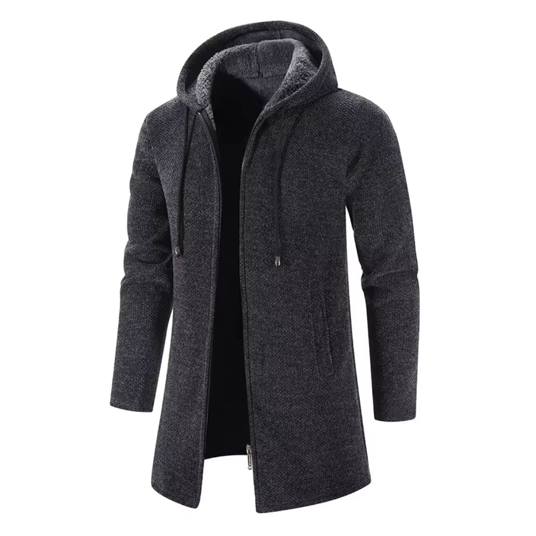 Men's Quilted Wool Cardigan With Hood and Zipper Men's Quilted Wool Cardigan With Hood and Zipper Wovany Gray M 